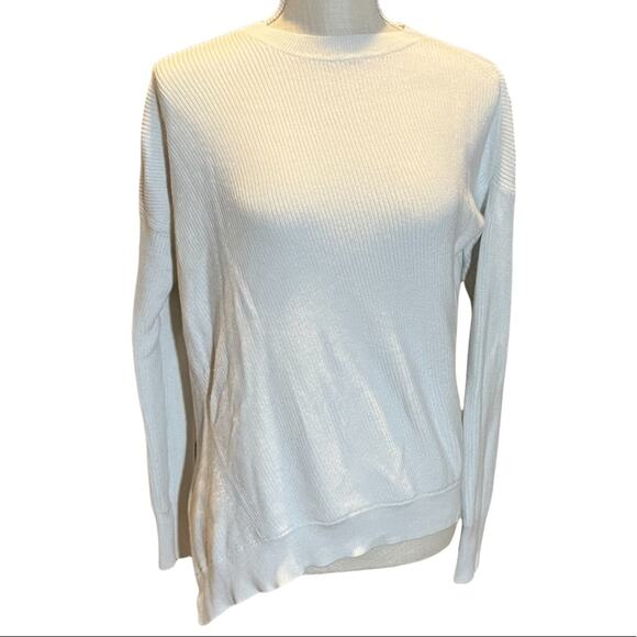 Athleta Rest Day Asymmetric Crewneck Sweater in White Size XS - Picture 4 of 9